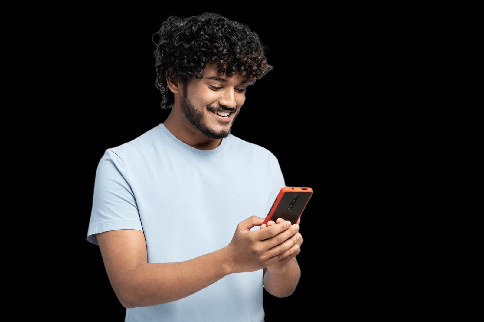 Man looking at phone for a quick quote